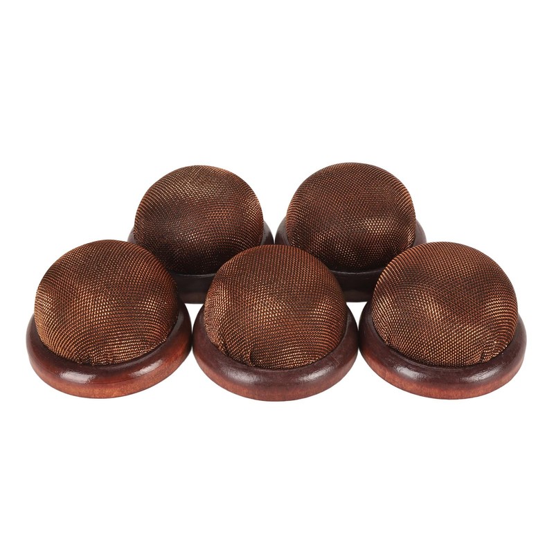 5Pcs Wooden Base Pin Cushion Cute Needle Holder Round Wooden