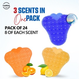 Urinal Screen Deodorizer - (24 Pack) Anti-Splash Urinal Cakes - Odor Protection Urinal Screens - Long-Lasting Urinal Deodorizers for Bathrooms in Offices, Schools and Stadiums - Free Gloves Included