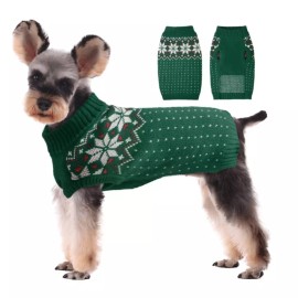 No Brand Dog Pet Holiday Turtleneck Pullover Sweater Green with Snowflakes Size XL NEW