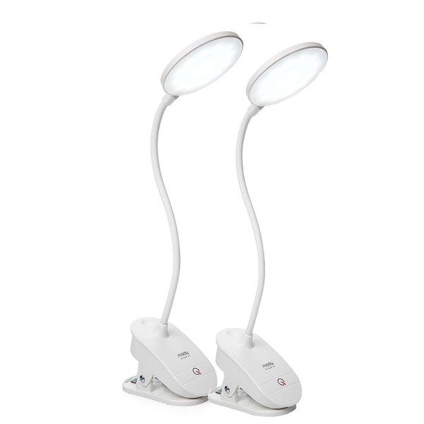 Miady Clip on Lamp,Battery Powered Reading Lamp,Clip on Light for Bed Clip on Battery Light with 3 Brightness Level,USB Rechargeable, Reading Lamp