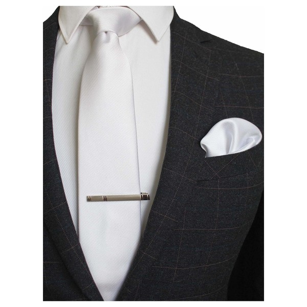 Jemigins Men's Necktie, Washable, Pin and Handkerchief Included, Business, High