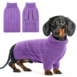 Queenmore XSmall Dog Sweater,Small Sweater for Dog,Soft Knitted Dog Sweater Christmas Clothing,Turtleneck Pullover Puppy Sweaters for Dogs Girls Boys,Cozy Pet Knitwear for Teacup,Chihuahua(Purple,XS)