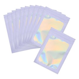 PATIKIL 4 x 6 Inch Foil Pouch Bags, 100 Pcs Packaging Clear Window Resealable Sample Bag for Small Business Party Favor Candy Jewelry Product Supplies, Purple