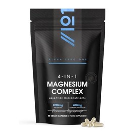 Magnesium Glycinate 4-in-1 Complex 1700mg – 90 Vegan Capsules – 400mg Elemental Magnesium High Absorption – Bisglycinate, Citrate, Malate & Taurate by Alpha01