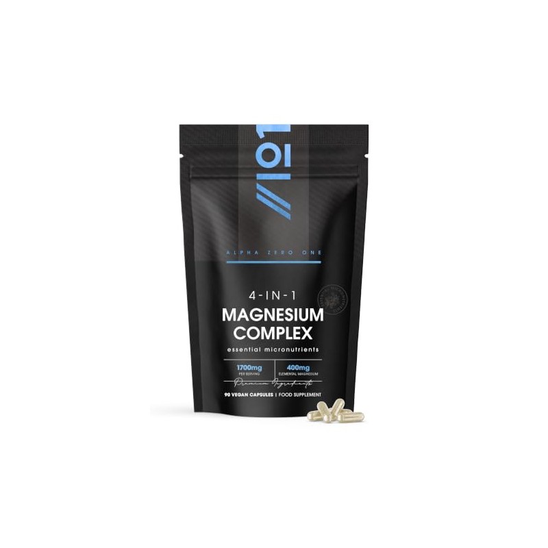 Magnesium Glycinate 4-in-1 Complex 1700mg – 90 Vegan Capsules –