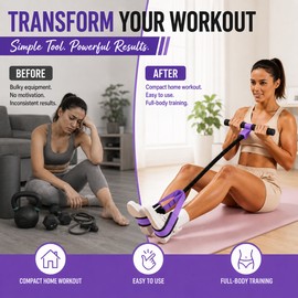 Pedal Resistance Band with Handles for Full-Body Home Workout – 75LB Latex Fitness Trainer with Soft Foot Pedals