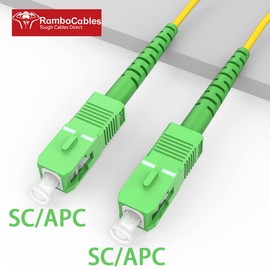 (1.6ft/0.5m) SC/APC to SC/APC Fiber Optic Internet Cable, OS2 Single Mode Fiber Patch Cable, SC/APC-SC/APC-SM Simplex 9/125um LSZH Yellow OD 3.0mm, 𝙍𝙖𝙢𝙗𝙤𝘾𝙖𝙗𝙡𝙚𝙨