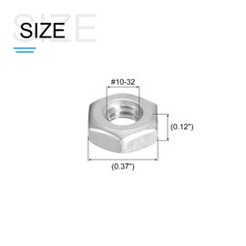 METALLIXITY Hex Nuts (#10-32) 100Pcs, 304 Stainless Steel Fine Thread Hexagon Nut Hardware - for DIY Home Repair Machinery, Silver