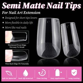 LuckForever 240pc Short Square Fake Nails Tips Clear Press on Nails Short Square Nail Tip Full Cover Soft Gel Nail Tips False Nail 12 Sizes Artificial Fingernails for Gel/Acrylic Nail Extension