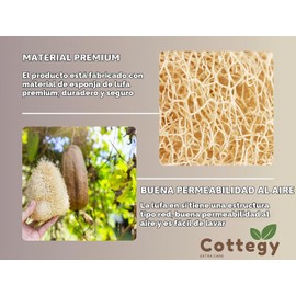 Estropajo de lufa natural Cottegy CT104 para ducha y exfoliación profunda de espalda