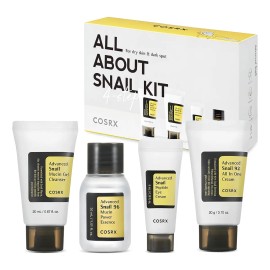 Cosrx All Snail Skincare Kit Pasos Viaje Limpia Hidrata Repara Piel Baba Caracol Incluye Limpiador Esencia Crema Contorno Ojos Regenerador Coreano