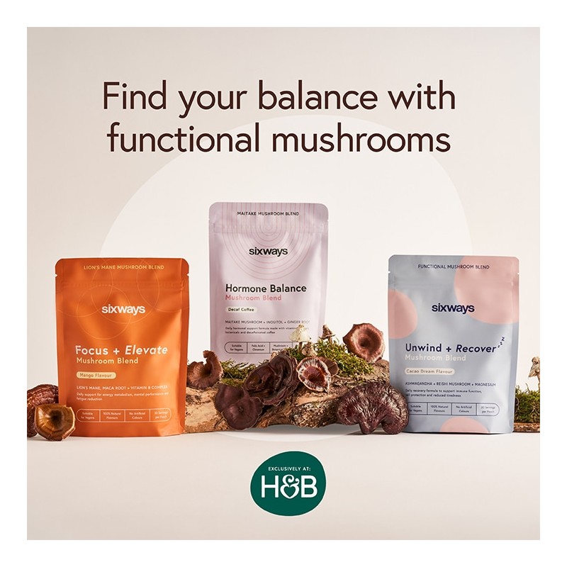 Sixways Unwind + Recover Mushroom Blend 150g