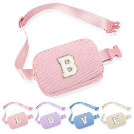 YOOLIFE Birthday Gifts for Kids, Small Crossbody Bag,Birthday Gifts for 3 4 5 6 7 8 9 10 11 12 13 Year Old Girl Kids Pink Initial Belt Bag Crossbody Bags for Teen Girls Sister Daughter Wife (Pink B)
