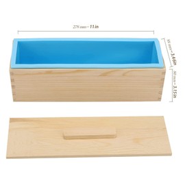 HEIHAK 3 Set 42 oz Silicone Soap Molds, Rectangular Bar Loaf Soap Making Mold Kit with Wood Boxes and Lids, Flexible Soap Molds for Soap Making Supplies, DIY Homemade Soap, Craft, Blue