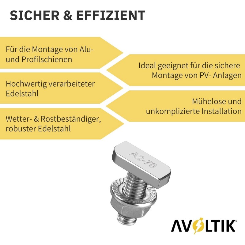 Avoltik 50 x Hammer Head Screws M8 I 25 mm