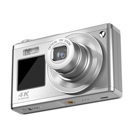 Digital Camera, 2.88 Inch IPS Screen 4K 60MP Compact Camera for Teens Students Kids, 10X Optical Zoom Ultra Clear Macro Vlogging Camera with Fill Light (Silver)