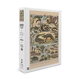 Reptiles, A, Vintage Bookplate, Adolphe Millot Artwork (1000 Piece Puzzle, Size 19x27, Challenging Jigsaw Puzzle for Adults and Family, Made in USA)