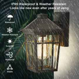 Darkaway Outdoor Sconce Lights Wall Light Fixtures, Front Porch Light Outdoor Wall Anti-Rust Waterproof Aluminum with Glass Exterior Light Fixture for Patio, Yard, Doorway, Garage(1 Pack, Black)