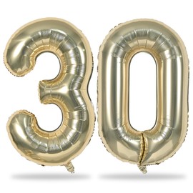 Champagne Gold Number 30 Balloons, 40 Inch Light Gold Foil Number 3 & 0 Balloons for Women, Self Inflating 30th Birthday Balloons for 30 Year Old Men Anniversary Birthday Party Decorations Supplies