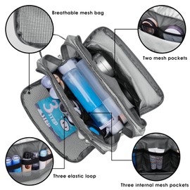 Small Nylon Toiletry Kit Bag, Lightweight Shaving Bag for Men and Women Grey