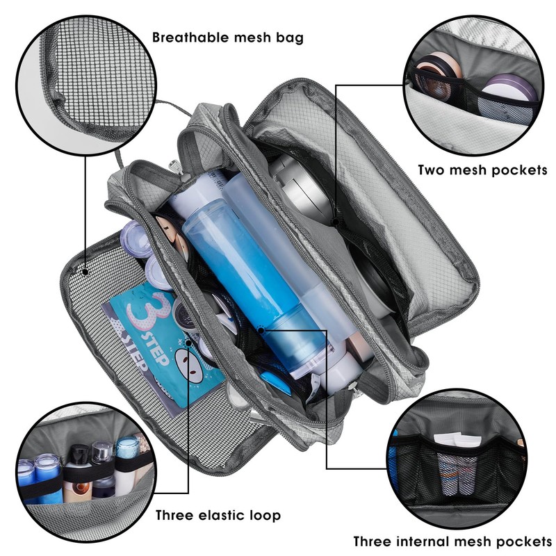 Small Nylon Toiletry Kit Bag, Lightweight Shaving Bag for Men