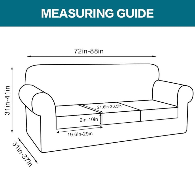 Turquoize 4 Piece Sofa Slipcover Sofa Covers for 3 Cushion