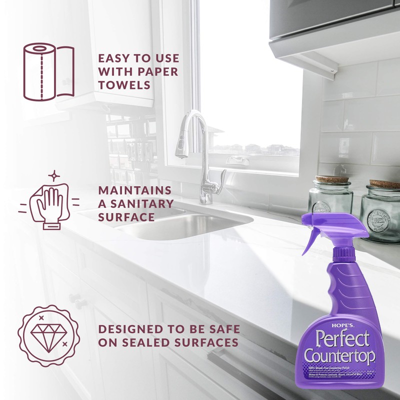 HOPE'S Perfect Countertop Cleaner and Polish 22-Ounce, Streak-Free Multi-Surface Cleaning
