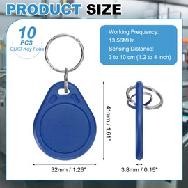PATIKIL 10 Pack 13.56MHz CUID Rewritable Smart Key Fob Duplicates IC Key Fob Tag Blank Smart Card Key Classic 1K for Entrance Management System, Blue