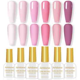 Artdone Sheer Gel Nail Polish Set Jelly UV Gel 6 Colors Translucent Milky White Pink Nude Brown Colors Nail Polish For All Seasons