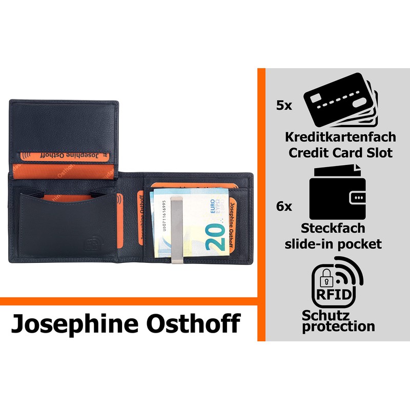 Josephine Osthoff Hannover Wallet Money Clip Genuine Leather with RFID