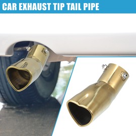 X AUTOHAUX Car Exhaust Tip Heart Shaped Tail Pipe 2.4Inch Inlet 2.7x2.4Inch Outlet 7.5Inch Length Curved Bolt-On Muffler Tip Stainless Steel Gold Tone