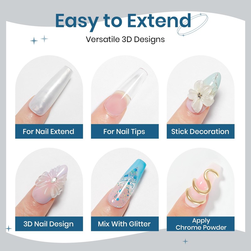 SUPWEE Solid Builder Gel for Nails Set, 3D Gel Nail