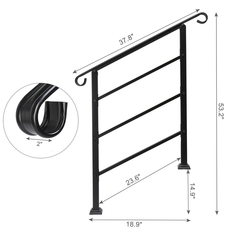 VINGLI Handrails for Outdoor Steps, Stair Handrail Fits 1 to