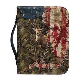 Mumeson 3D Deer Bible Protect Cover for Men and Women Bible Protective with Pen Storage Bible Highlighter Holder Bible Tote Bag Ideal Bible Protector Church Prayer Studying Bag