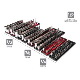TEKTON 1/4, 3/8, 1/2 Inch Drive Socket Rail and Tray Set (196-Tool) | OST97902 | Made in USA