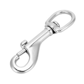 Keenso Swivel Carabiner Hook Made of 316 Stainless Steel with Round Silver Eyelet Clasp for Divers (92 mm) Water Sports, As shown in the picture