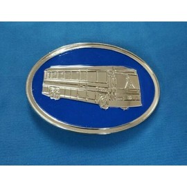 Metropolitan Transit Authority Railroad Train Car Blue Silver Belt Buckle
