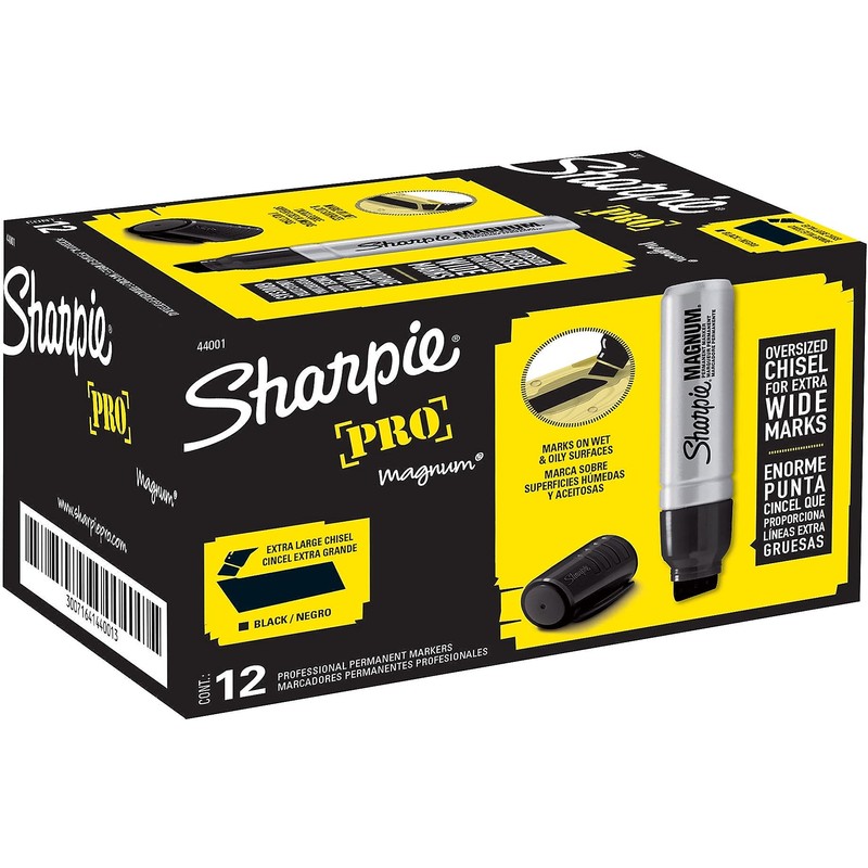 Sharpie 44001BX Magnum Permanent Marker, Black, 12/Box