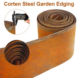 Meyoppm Corten Steel Garden Edging 5.5" x 32.8', Metal Rusted Landscape Edging Sturdy Garden Long Strips, Metal Edging for Landscaping, Metal Garden Edging for Lawns,Borders and Flower Beds