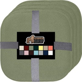 Gorilla Grip Chair Cushions, Set of 4, 16x16, Memory Foam Pads for Dining Room, Kitchen Table, Office Desk, Rocking Chairs, Stay in Place Backing, Comfortable Microfiber Seat Cover Pad Cushion, Sage