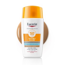 Eucerin Sun Face Hydro-Fluid FPS 50  Tono Medio 50ml Protector Solar Facial con Color, textura ligera, suave y refrescante. Rpida absorcin sin...     