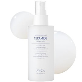 AVCA Bruma de crema de ceramida ultra hidratante, espray facial lechoso con 5 ceramidas para una humedad profunda, un brillo calmante y húmedo, espray