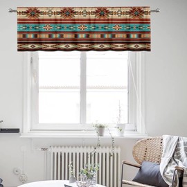 ZFRXIGN Southwestern Valances for Windows Treatments Covering Kitchen Window Valance Short Window Curtain Bathroom Decorate Patio Valances Living Room Window Drapes 54x18 Inch Native American Style