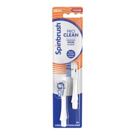 Spinbrush PRO Clean Replacement Heads, Electric Toothbrush Refills, Medium Bristles, 2 Count