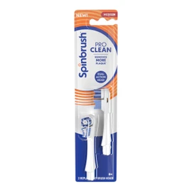 Spinbrush PRO Clean Replacement Heads, Electric Toothbrush Refills, Medium Bristles, 2 Count