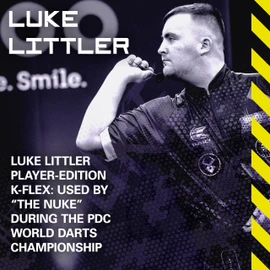 Target Darts Luke Littler K Flex Flights and Shaft System, No.2 (33 mm), Set of 3 Kflex Flights, Luke Littler Player Edition Darts Accessories, K-Flex No 2 Flight, Dart Shaft Medium Length