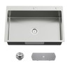 Kitchen Sink, 33x22 Inch Stainless Steel Drop In Modern Single