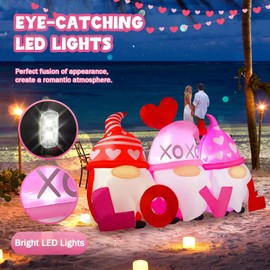Valentines Day Inflatables Outdoor Decorations 6ft Long Gnome Love Blow Up Yard Décor Sweet Romantic Cute LED Lights for Indoor Outside Wedding Holiday Party Garden Lawn