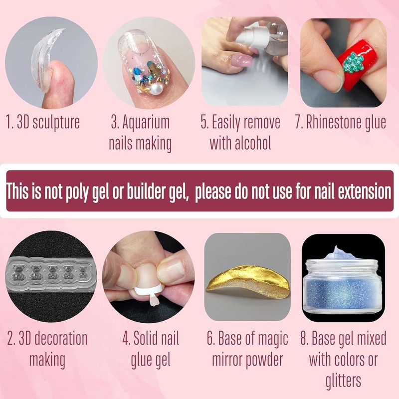 NOVO OVO 8 in 1 Non-Sticky Solid Nail Gel Glue,