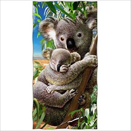 Zomer Beach Towel 70 x 140 cm, Printed Microfibre Bath Towel Koala Mother & Child